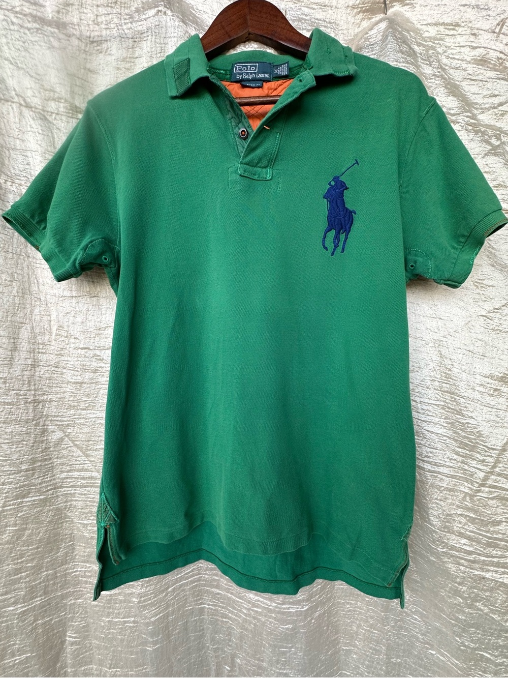 Polo Ralph Lauren Green Polo Big Navy Pony Classic Preppy Shirt Premium Detail M